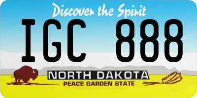 ND license plate IGC888