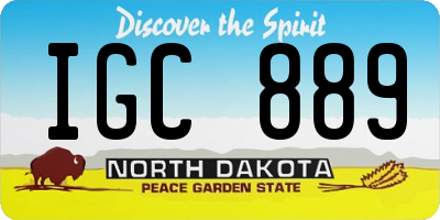 ND license plate IGC889
