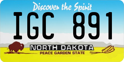 ND license plate IGC891