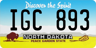ND license plate IGC893