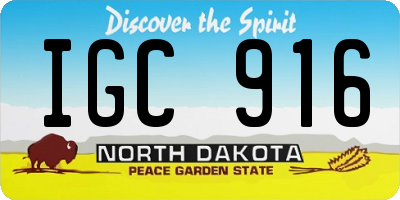 ND license plate IGC916