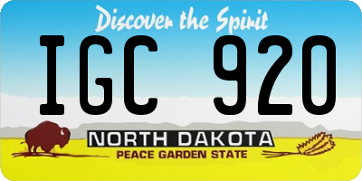 ND license plate IGC920