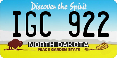 ND license plate IGC922