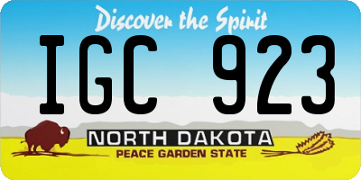 ND license plate IGC923