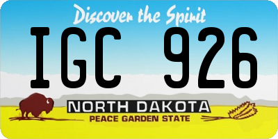 ND license plate IGC926