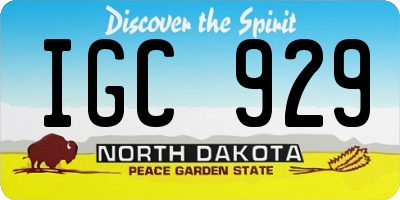 ND license plate IGC929