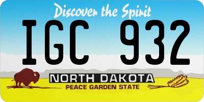 ND license plate IGC932