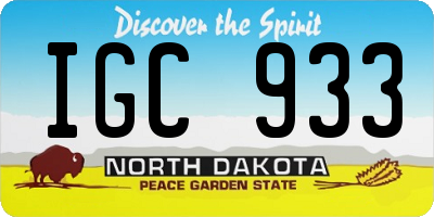 ND license plate IGC933