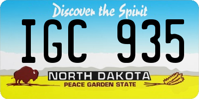 ND license plate IGC935