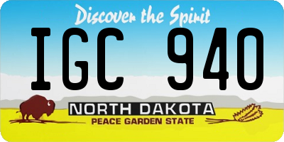 ND license plate IGC940