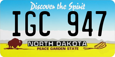 ND license plate IGC947