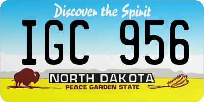 ND license plate IGC956