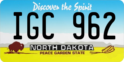 ND license plate IGC962