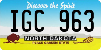 ND license plate IGC963