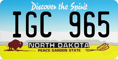 ND license plate IGC965