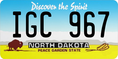 ND license plate IGC967