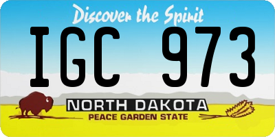 ND license plate IGC973