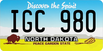 ND license plate IGC980