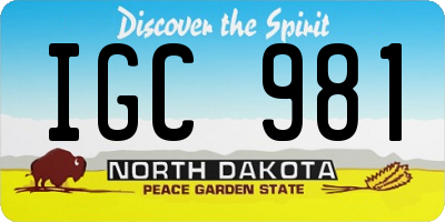 ND license plate IGC981