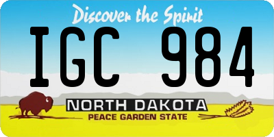 ND license plate IGC984
