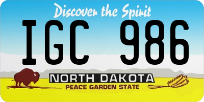 ND license plate IGC986