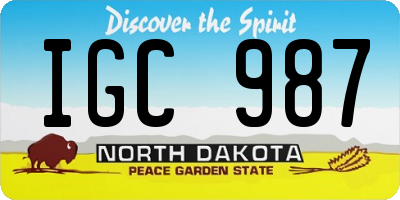 ND license plate IGC987