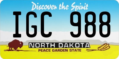 ND license plate IGC988