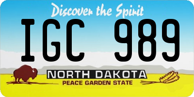 ND license plate IGC989