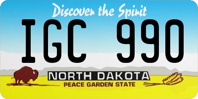 ND license plate IGC990