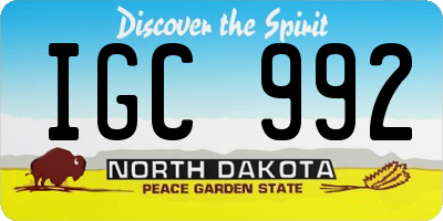 ND license plate IGC992