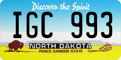 ND license plate IGC993