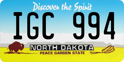 ND license plate IGC994