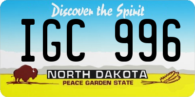 ND license plate IGC996