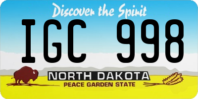 ND license plate IGC998