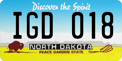 ND license plate IGD018