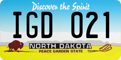 ND license plate IGD021