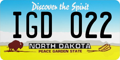 ND license plate IGD022