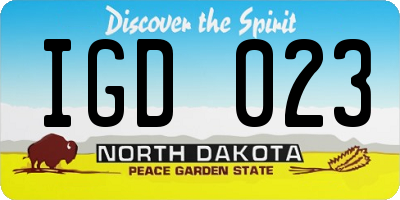 ND license plate IGD023