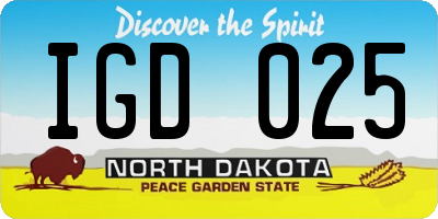 ND license plate IGD025