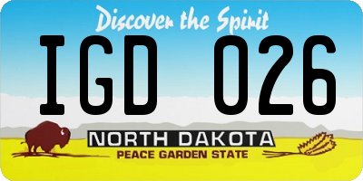 ND license plate IGD026