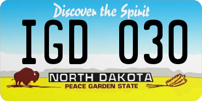 ND license plate IGD030
