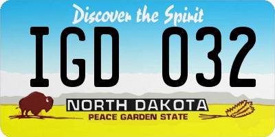 ND license plate IGD032
