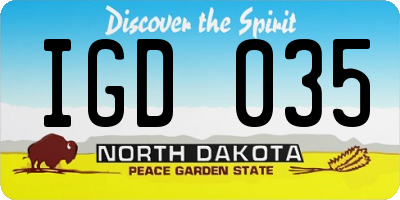 ND license plate IGD035