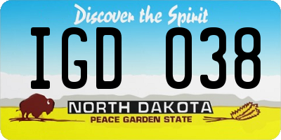 ND license plate IGD038
