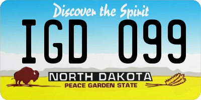 ND license plate IGD099