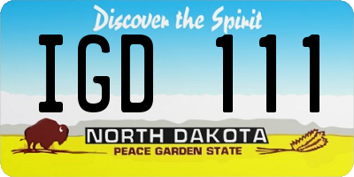 ND license plate IGD111