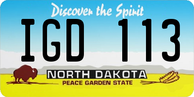 ND license plate IGD113