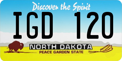 ND license plate IGD120