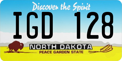 ND license plate IGD128