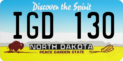 ND license plate IGD130